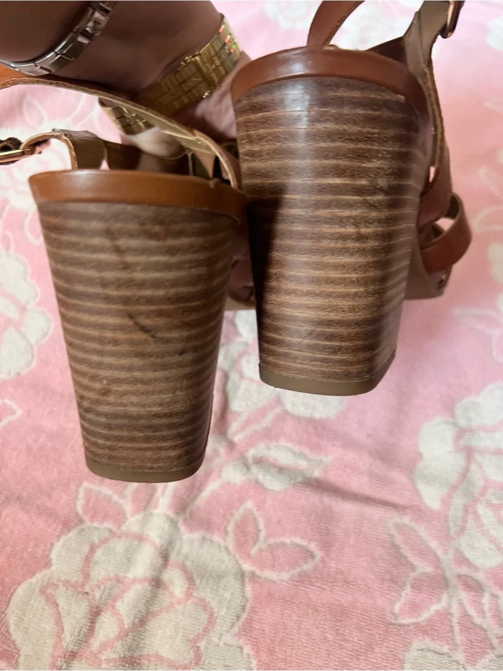 Franco Sarto Tan Multi-Strap Leather Sandals